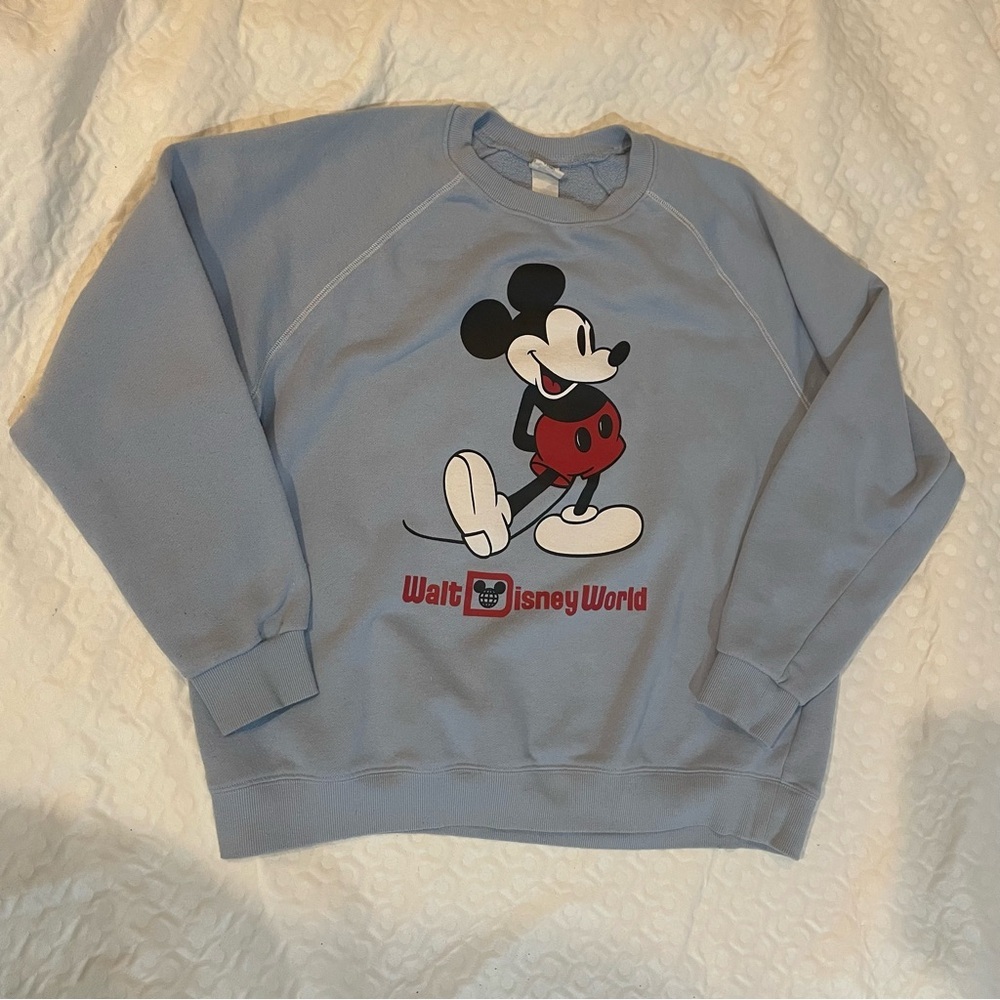 Walt Disney World Mickey Mouse Pastel Blue Crewneck Sweatshirt